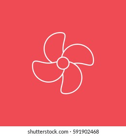 Car Fan Line Icon On Red Background