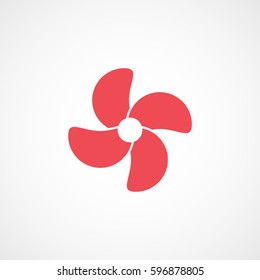 Car Fan Red Flat Icon On White Background