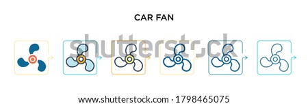 Car fan vector icon in 6 different modern styles. Black, two colored car fan icons designed in filled, outline, line and stroke style. Vector illustration can be used for web, mobile, ui