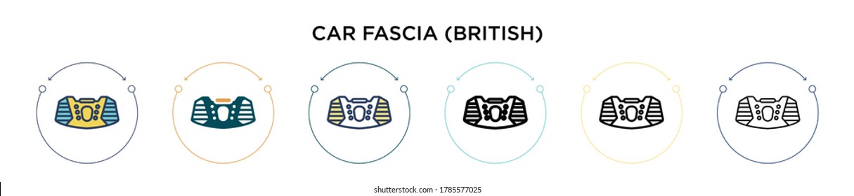 Car Fascia (british) Icon In Filled, Thin Line, Outline And Stroke Style. Vector Illustration Of Two Colored And Black Car Fascia (british) Vector Icons Design Can Be Used For Mobile, Ui, Web