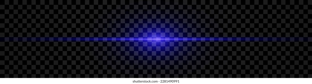 Efecto de traza de movimiento rápido del coche. Brillo lineal de neón azul horizontal realista, líneas de velocidad de luz, flujo láser, movimiento rápido, colas de potencia ilustración vectorial aislada en fondo transparente