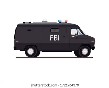 Car. FBI. Special transport. Vector illustration