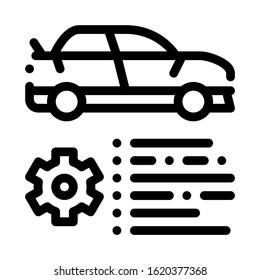 Car Feature Gear Icon Vector. Outline Car Feature Gear Sign. Isolated Contour Symbol Illustration