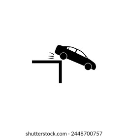 Car Fell into Ravine from Mountain flat vector icon. Simple solid symbol isolated on white background