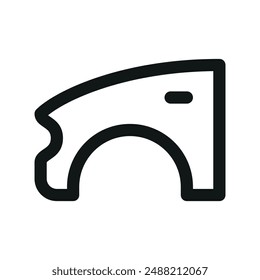 Car fender UI icon, car front mudguard minimal line vector symbol