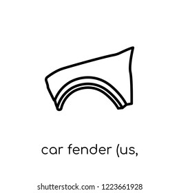 car fender (us, canadian) icon. Trendy modern flat linear vector car fender (us, canadian) icon on white background from thin line Car parts collection, outline vector illustration