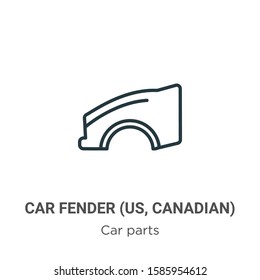 Car fender (us, canadian) outline vector icon. Thin line black car fender (us, canadian) icon, flat vector simple element illustration from editable car parts concept isolated on white background