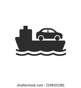 Car ferry icon. ship carries the car. Monochrome black and white symbol