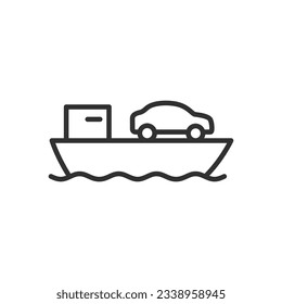 Car ferry, linear icon. Line with editable stroke