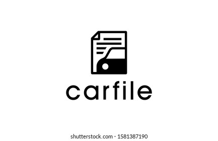 Car with File Document Paper Logo Design Inspiration