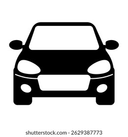 Car Fill Icon. Black and White City Car or Taxi Symbol