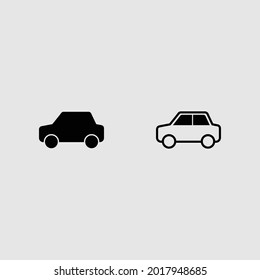 relleno de coche y conjunto de iconos de contorno de ilustración vectorial aislada