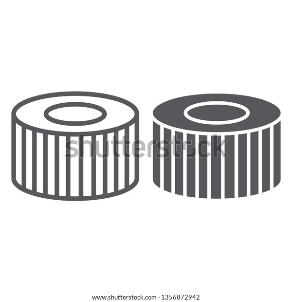 Car filter line and glyph icon, auto and part, car\
detail sign, vector graphics, a linear pattern on a white\
background, eps 10.