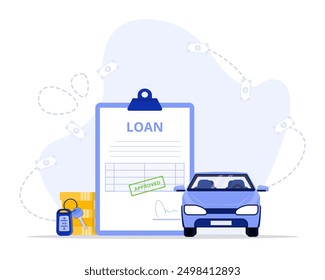 Car finance concept illustration. Suitable for landing page, ui, web, App intro card, 
editorial, flyer, and banner.