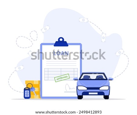 Car finance concept illustration. Suitable for landing page, ui, web, App intro card, 
editorial, flyer, and banner.