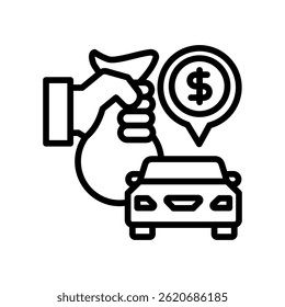 Ilustración vectorial de línea de icono de financiamiento de automóviles