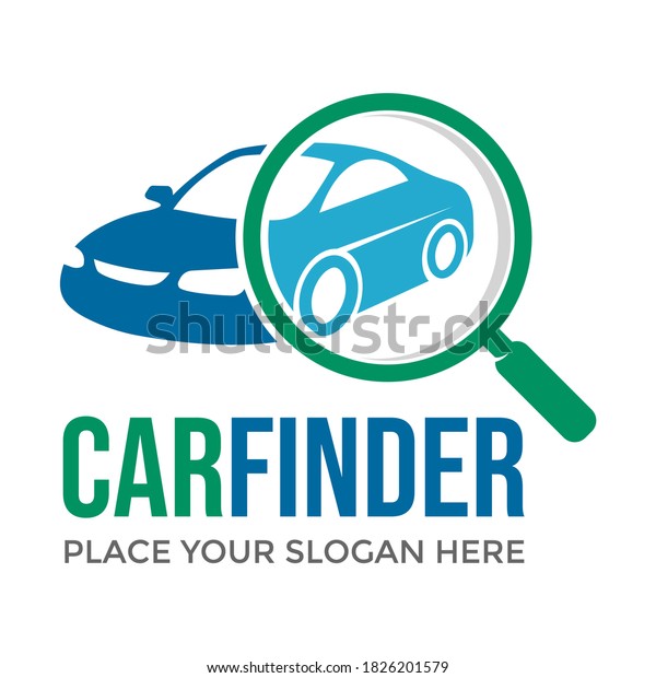 Car finder\
vector logo template. This design use magnifying symbol. Suitable\
for research, analyze and\
automotive.