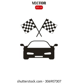 car and finishing flag