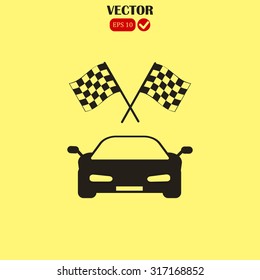 car and finishing flag