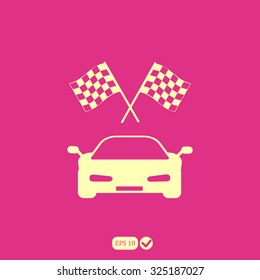 car and finishing flag