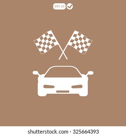 car and finishing flag