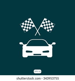 car and finishing flag