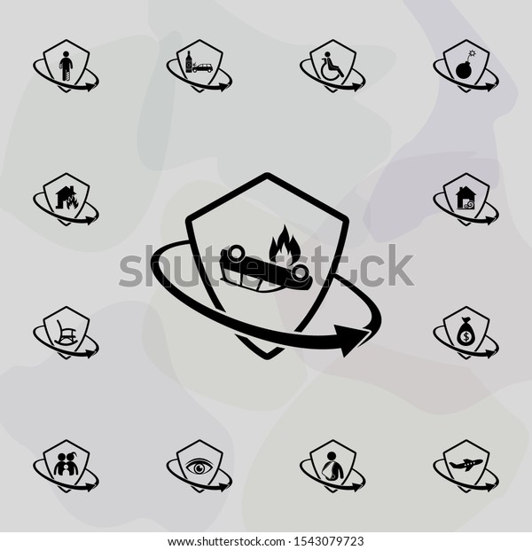 Car, fire, accident insurance icon.\
Insurance icons universal set for web and\
mobile