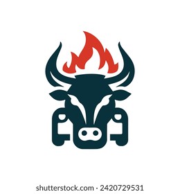 Car, Fire, and Bull head Logo Template Vactor Use T-shirt