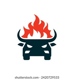 Car, Fire, and Bull head Logo Template Vactor Use T-shirt