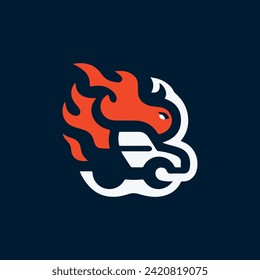 Car, Fire, and Bull head Logo Template Vector Use T-shirt design