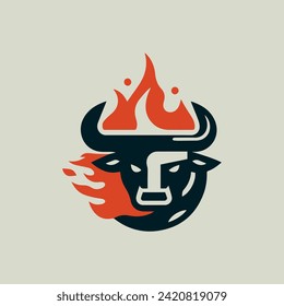 Vector de plantilla de logotipo de coche, fuego y cabeza de toro Usar diseño de camiseta