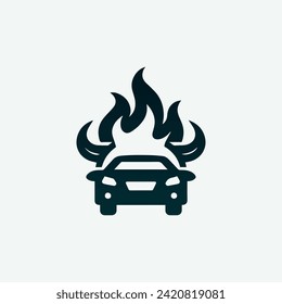 Car, Fire, and Bull head Logo Template Vector Use T-shirt design