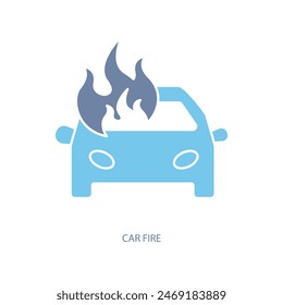 car fire concept line icon. Simple element illustration. car fire concept outline symbol design.