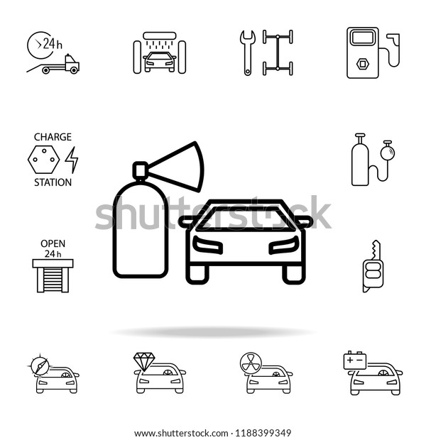 car fire extinguisher icon. Cars service and\
repair parts icons universal set for web and mobile on colored\
background