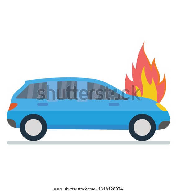 Car fire flat detailed icon\
