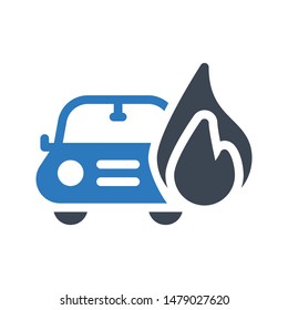 car fire glyph colour vector icon