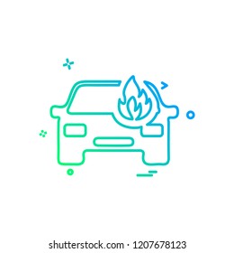 Car fire icon design vector