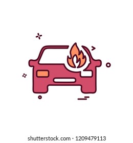 Car fire icon design vector