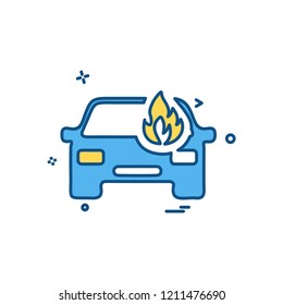 Car fire icon design vector