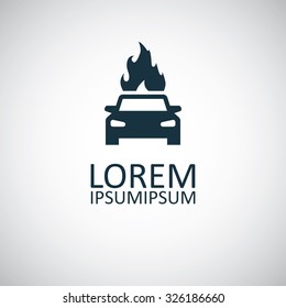 car fire icon, on white background
