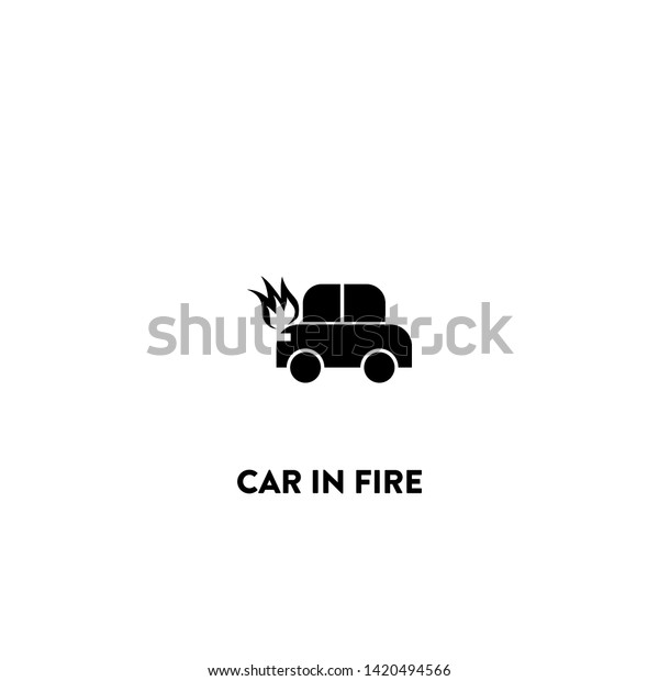 car in fire icon vector. car in\
fire sign on white background. car in fire icon for web and\
app