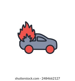 car fire icon. vector.Editable stroke.linear style sign for use web design,logo.Symbol illustration.