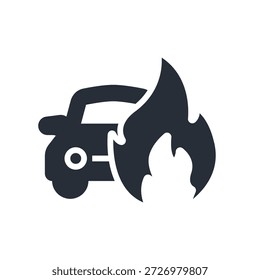 icono de incendio de coche. Vector. Movimiento editable. signo de estilo lineal para uso Diseño web, logotipo. Ilustración de símbolo.