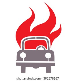 Car fired. Color vector illustration