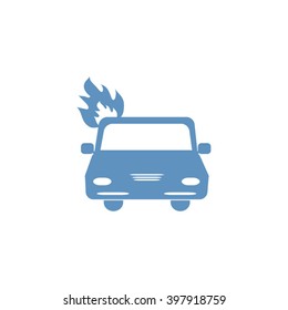 Car fired Icon Vector. Car fire