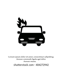 Car fired Icon Vector. Car fire