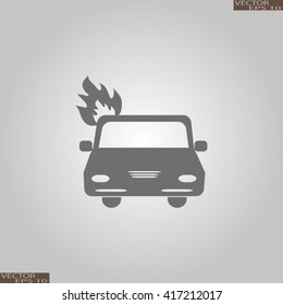 Car fired Icon Vector. Car fire