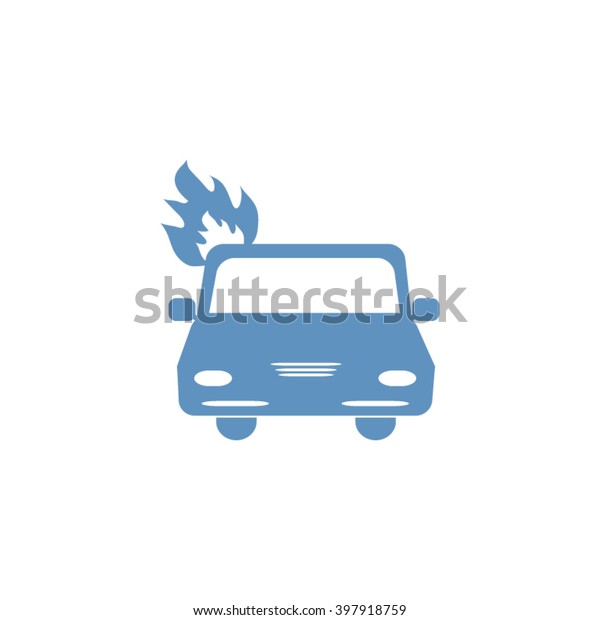 Car fired Icon Vector. Car\
fire