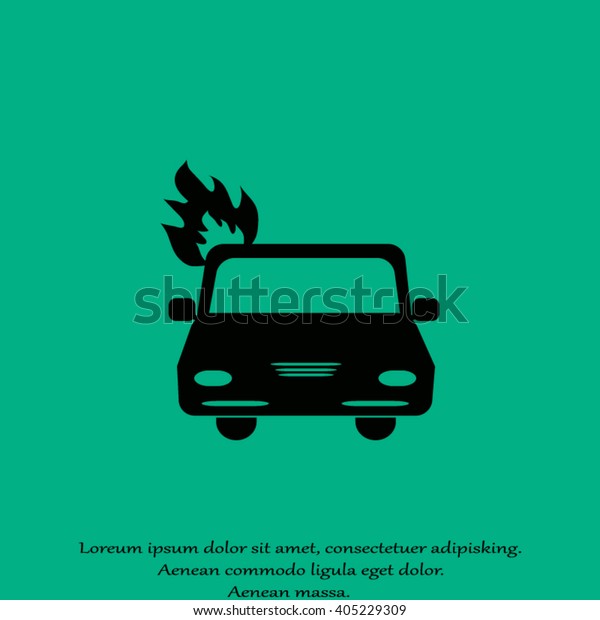 Car fired Icon Vector. Car\
fire