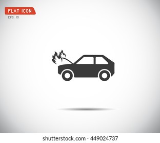 car fired Vehicle insurance Icon. Flat pictograph Icon design, Vector illustration